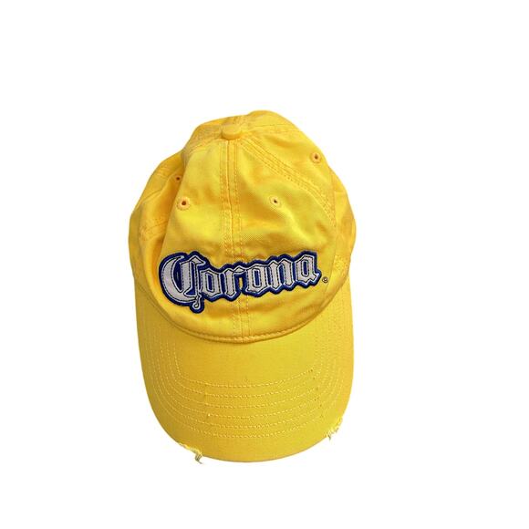 Corona Extra Distressed Yellow Baseball Cap – Adjustable Dad Hat Beer Logo - Picture 1 of 5